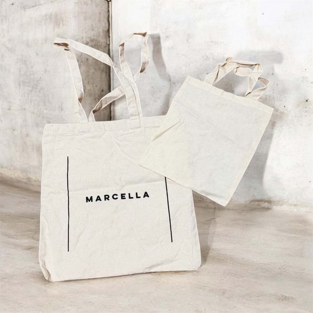 Marcella NYC Canvas Tote Bag with Custom Graphic Patches